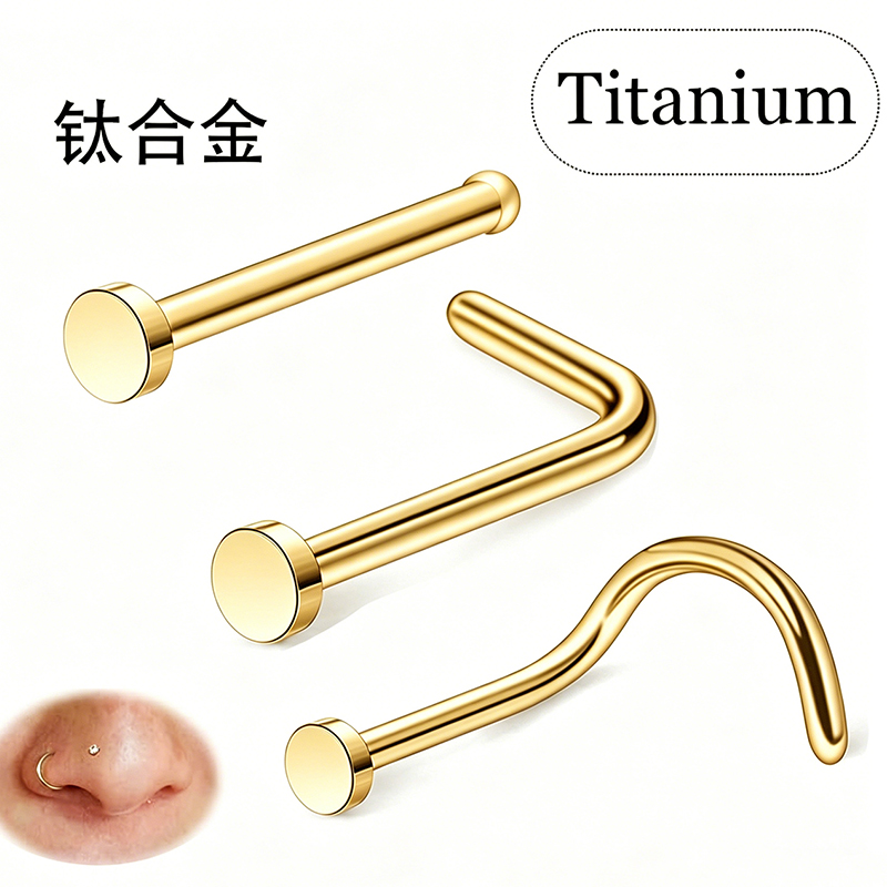 Body Jewelry Factory - ASTM F136 G23 チタン製L字型ボールノーズスタッド 工場卸売 パンク