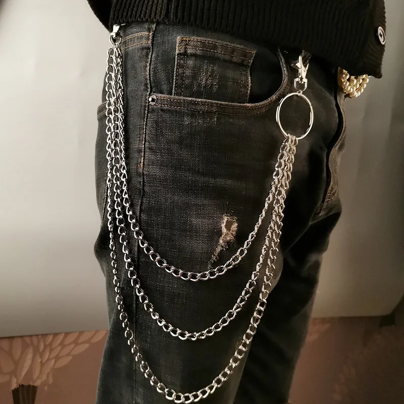 Body Jewelry Rings - 金属製ベルトチェーン、ヒップホップ、ロック、パンク風、フック付き、ズボンやパンツのウエストに取り付けられる、金属製ウォレットチェーン、キーチェーン、リングクリップ、キーリング、アクセサリー。