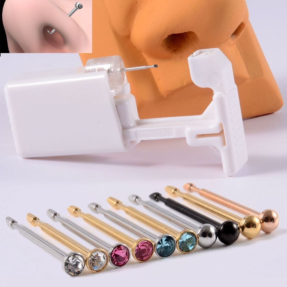 Body Jewelry Factory - 1 ユニット使い捨て安全滅菌ピアスユニット宝石鼻スタッド新世代より安全な鼻ピアスガンピアッサーマシンキット