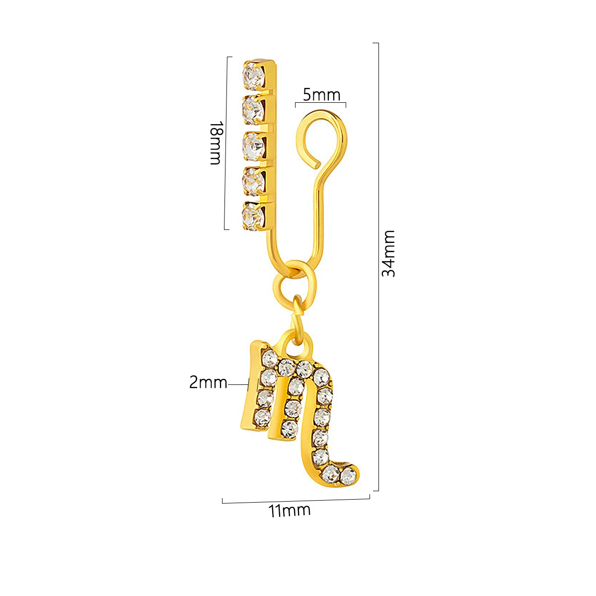 Body Jewelry Nose Ring - ジルコニアメタルイヤークリップ,12個,2パック,偽のノーズリング,穴なし,スパイラル軟骨,ピアスなしのボディジュエリー