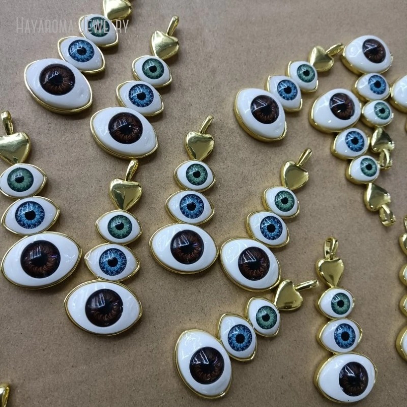 Body Jewelry Y2K - イスラム教メタルゴールドカラージュエリー銅ペンダント宗教的邪悪なトルコの目ハート型イヤリングまたはネックレスペンダント人気
