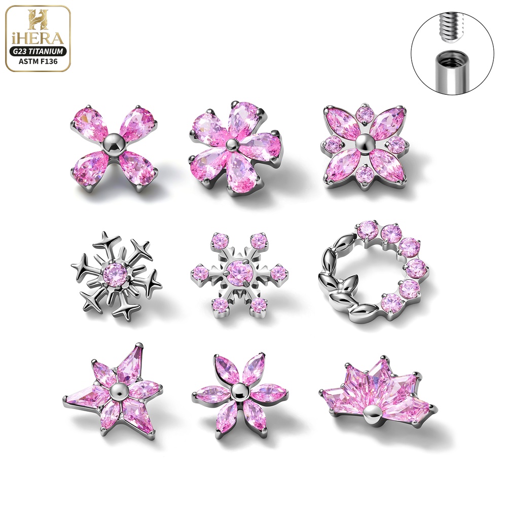 Cluster Stud Ear - ASTM F136チタン製キラキラCZクラスターイヤーピアスジュエリーセット フラットバックスタッド ヘリックス トラガス コンチ
