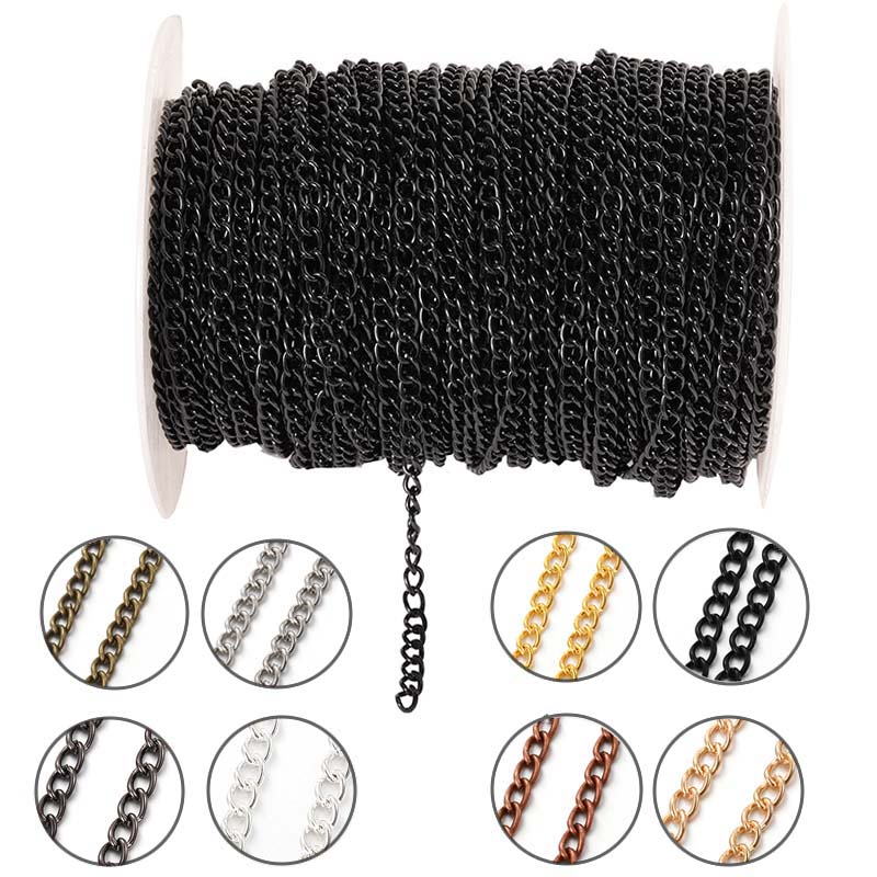 Body Jewelry Chains - 2 メートル 2.5/3.5/4.5 ミリメートル金属フラットオーバル延長薄型チェーン DIY ネックレスブレスレット衣類ボディチェーンジュエリー作成アクセサリー