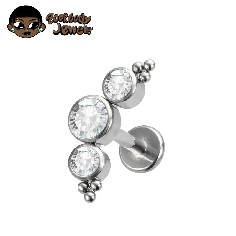 Cluster Stud Ear - ASTM F136 チタンピアス 16/18 グラムクラスター CZ