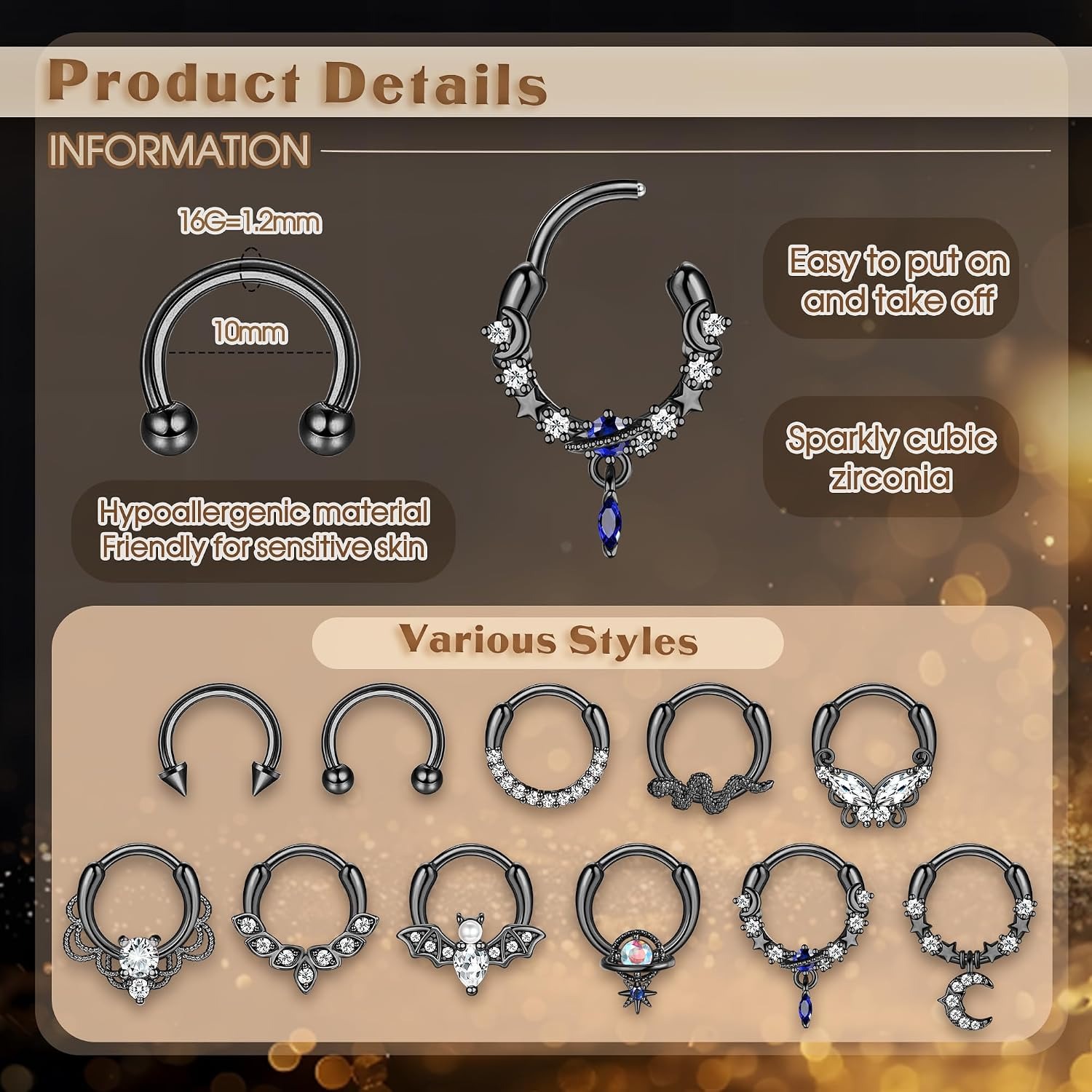 FASACCO セプタムリング セプタムピアス ジュエリー  - Body Jewelry For Sensitive Skin のレビューと価格