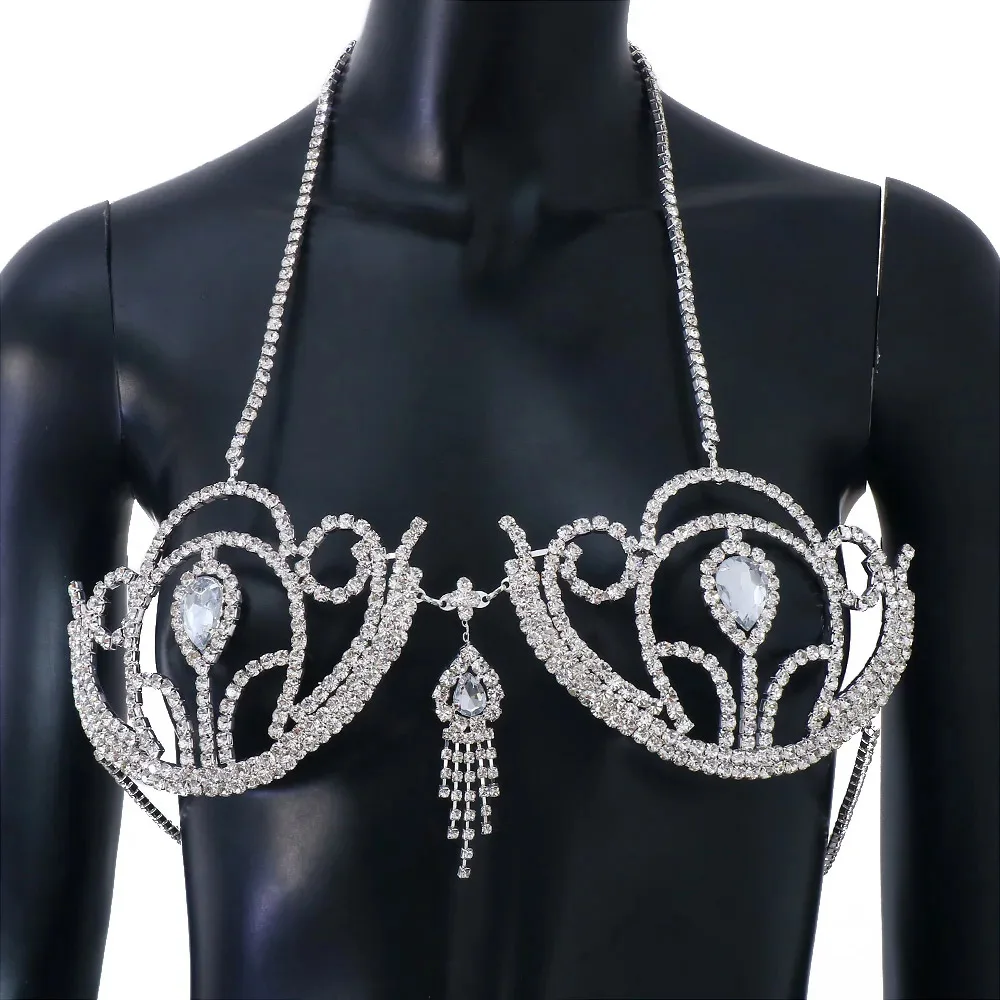 女性のための豪華なラインストーンビキニブラ,幾何学的な水滴ハ - Body Jewelry Harness のレビューと価格