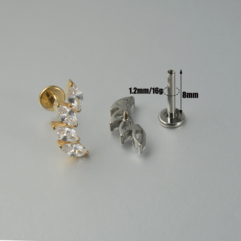 1PC ジルコン G23 ソリッドチタン軟骨ピアススタッド  - Cluster Stud Ear のレビューと価格