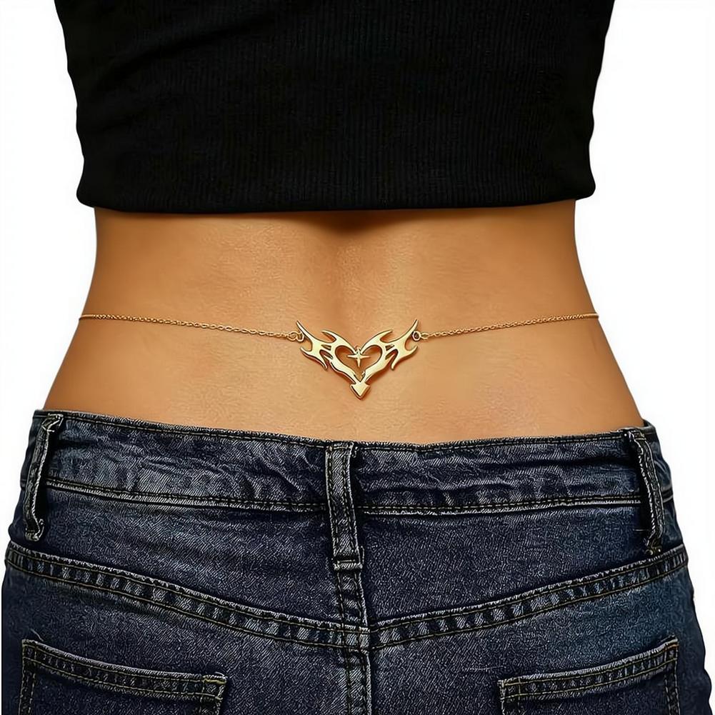 ゴシックハートセクシーな女性用ウエストチェーン、パンクメタル - Body Jewelry Y2K のレビューと価格