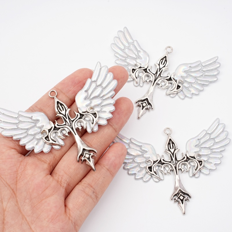 1個 Y2K レインボーホワイトエンジェルウィングクロスペン - Body Jewelry Y2K のレビューと価格