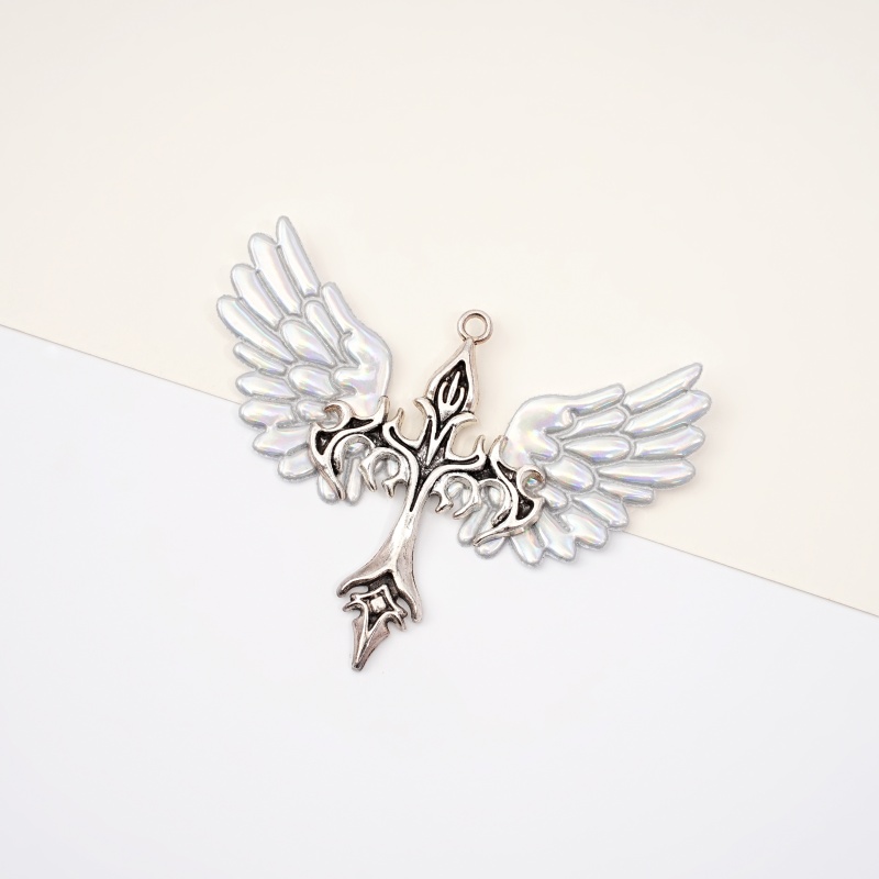 1個 Y2K レインボーホワイトエンジェルウィングクロスペン - Body Jewelry Y2K のレビューと価格