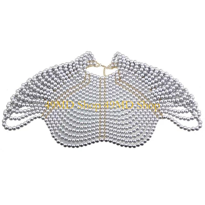 49MD エレガントな女性ショール多層ビーズチェストチェーン - Body Jewelry Chains のレビューと価格