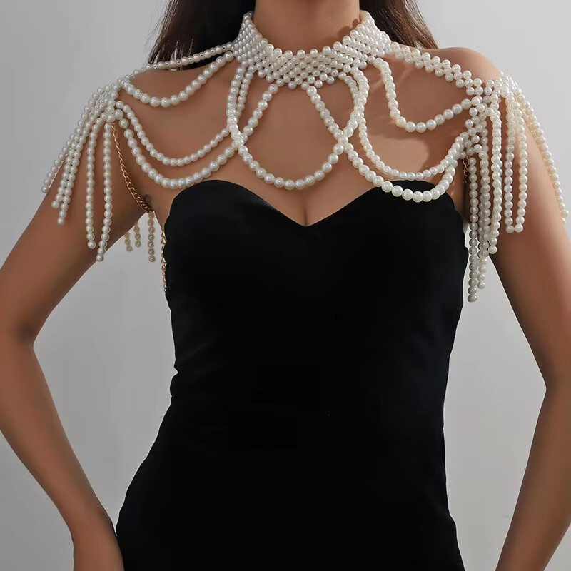 1 セットショールボディジュエリービーズ胸女性のためのファッ - Body Jewelry Harness のレビューと価格