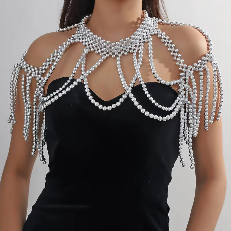 1 セットショールボディジュエリービーズ胸女性のためのファッ - Body Jewelry Harness のレビューと価格