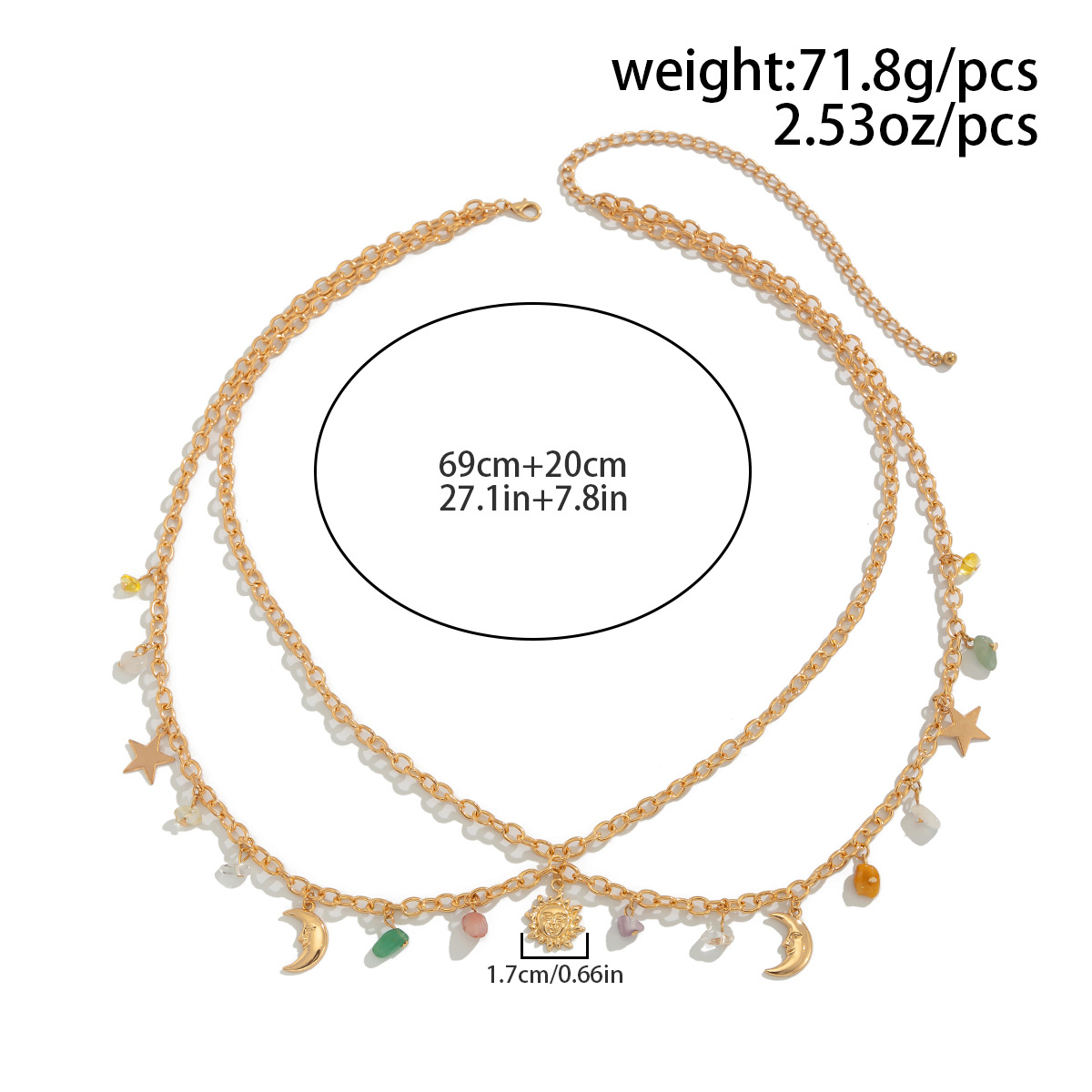 自由奔放に生きるスタームーン太陽ペンダントウエストチェーン  - Body Jewelry Chains のレビューと価格