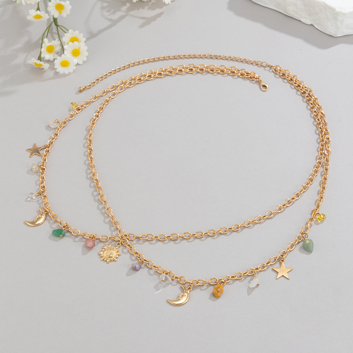 自由奔放に生きるスタームーン太陽ペンダントウエストチェーン  - Body Jewelry Chains のレビューと価格