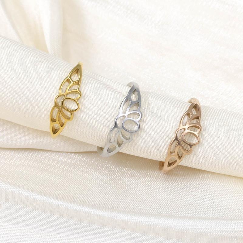 調整可能な弓型中空蓮の花デザインのトゥリング、防水ステンレス - Body Jewelry Rings のレビューと価格
