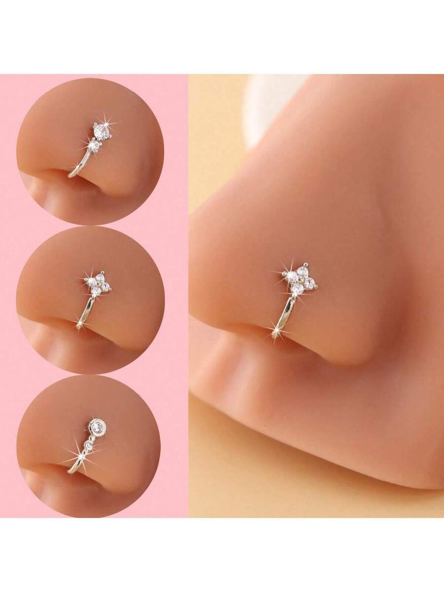 きらめくラインストーンがあしらわれた、ゴールド調のクリップ式 - Body Jewelry Nose Ring のレビューと価格