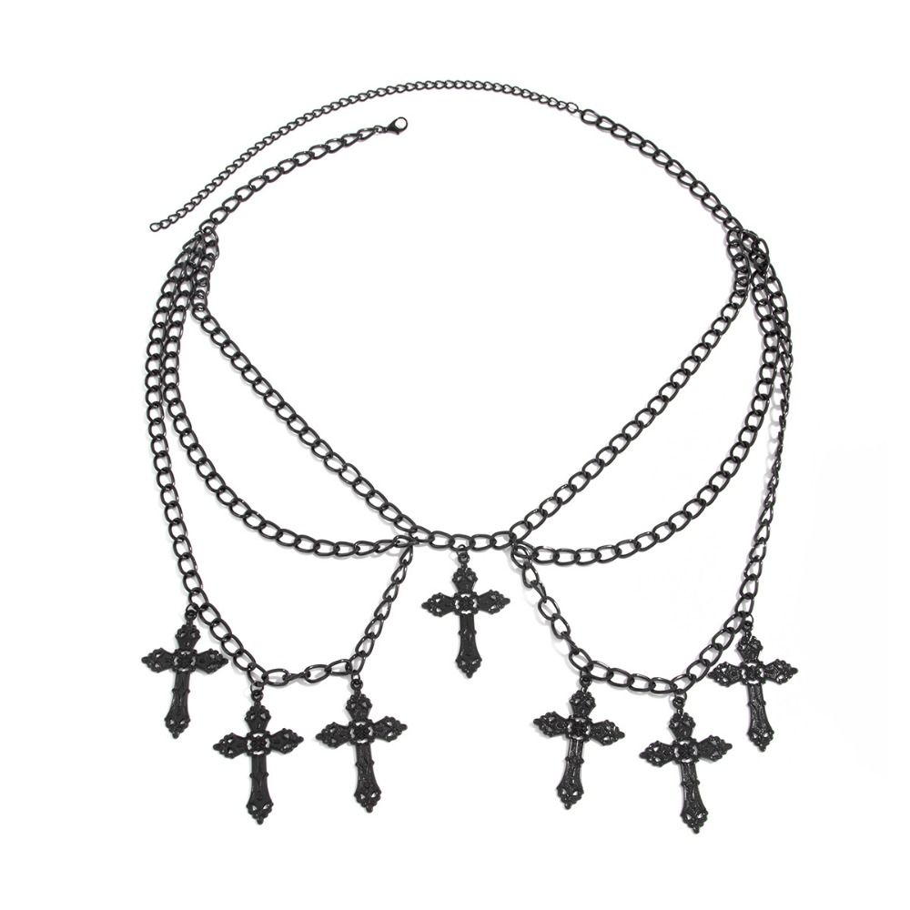 ヴィンテージパンクウエストチェーン、Y2K風中空クロスウエス - Body Jewelry Y2K のレビューと価格
