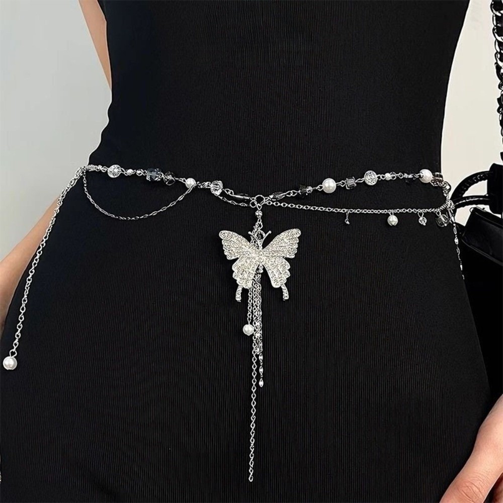 Y2Kバタフライウエストチェーン多層幾何学メタルベリーチェー - Body Jewelry Y2K のレビューと価格