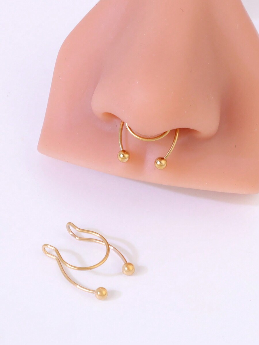 2個入り、合金製のクリップ式ノーズリングまたはリップリングセ - Body Jewelry Nose Ring のレビューと価格
