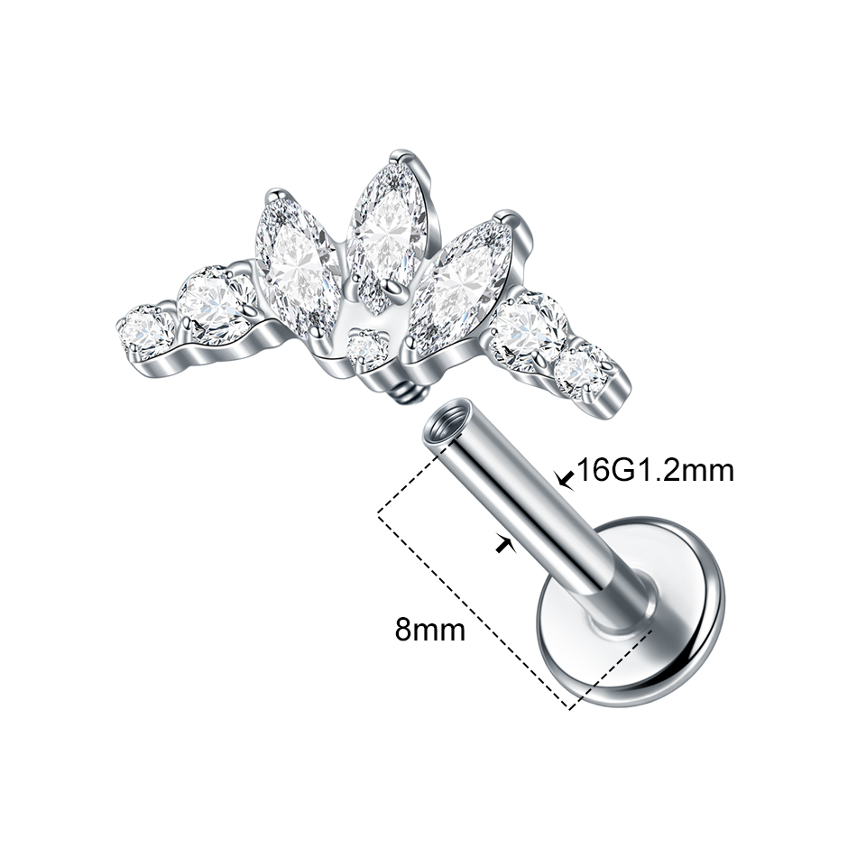 G23-チタン耳珠ピアス,軟骨クラスター,めねじ付きフラット - Cluster Stud Ear のレビューと価格