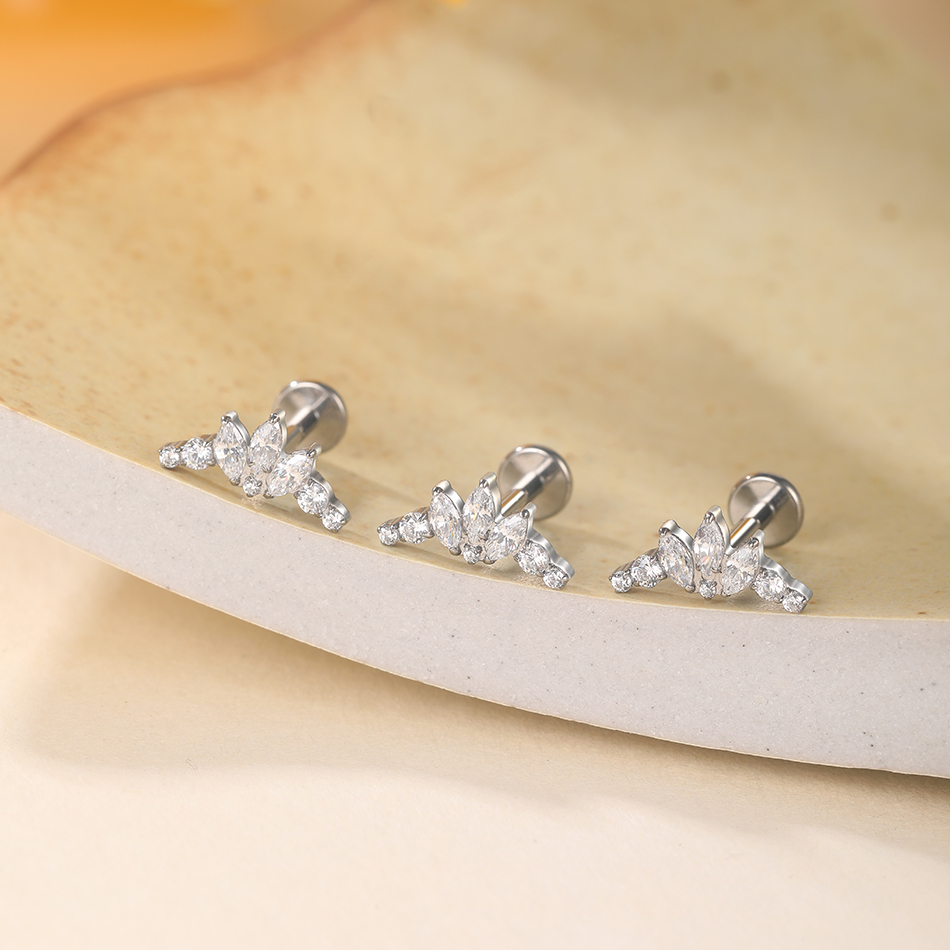 G23-チタン耳珠ピアス,軟骨クラスター,めねじ付きフラット - Cluster Stud Ear のレビューと価格