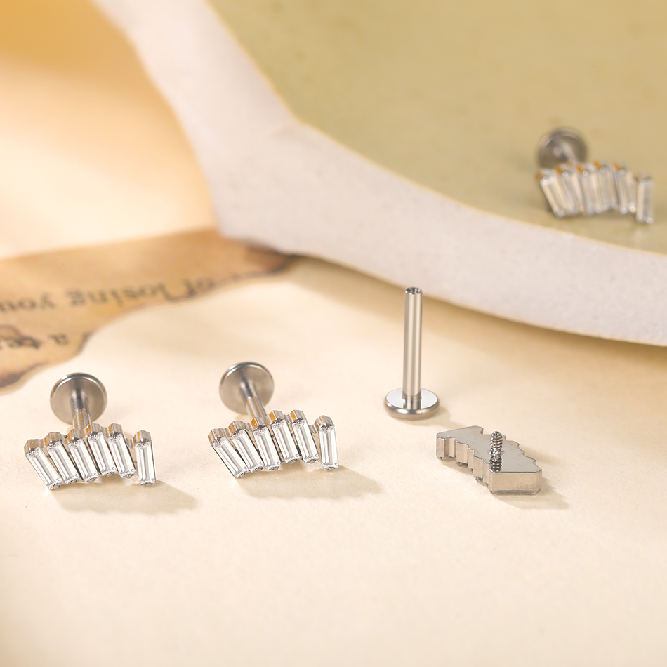 G23-チタン耳珠ピアス,軟骨クラスター,めねじ付きフラット - Cluster Stud Ear のレビューと価格