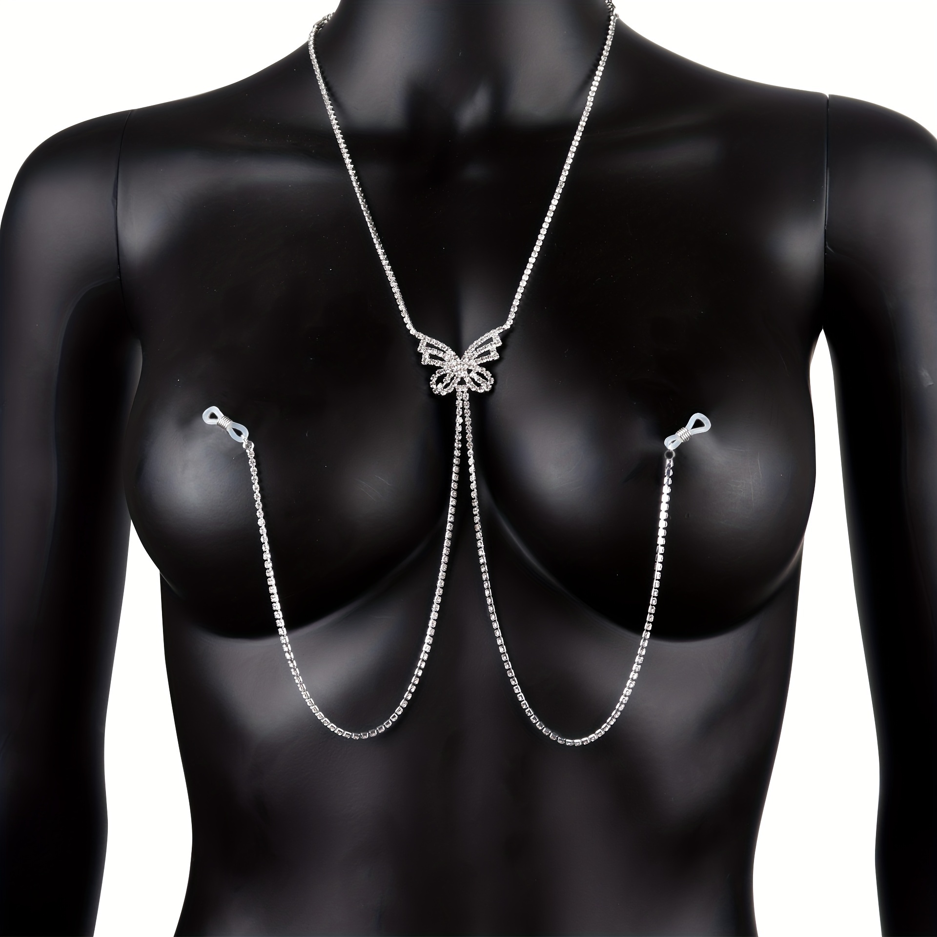 女性用乳首チェーン,穴なし,ラインストーンジュエリー,セクシ - Body Jewelry Rings のレビューと価格