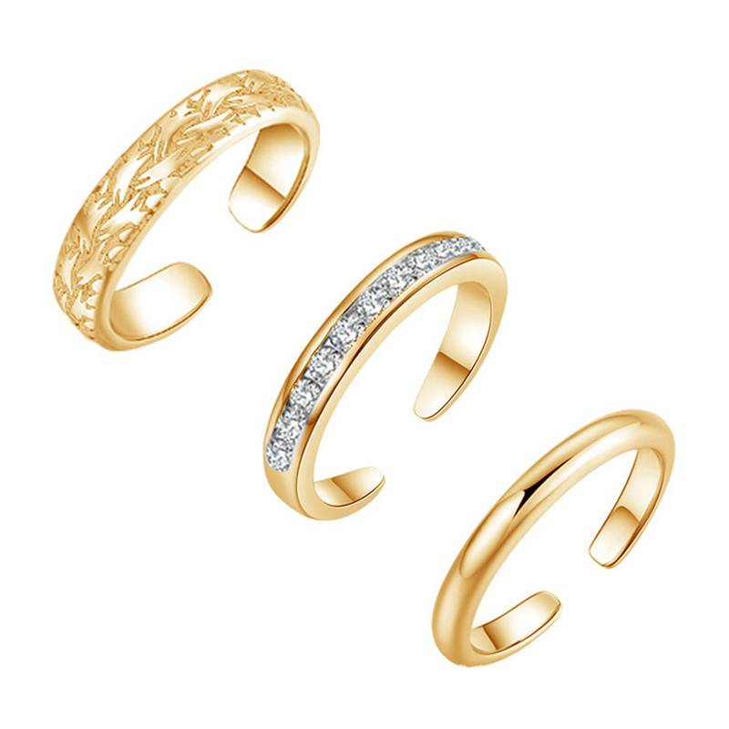 トリオセット レディース トゥリング、18K金メッキ、サイズ - Body Jewelry Rings のレビューと価格