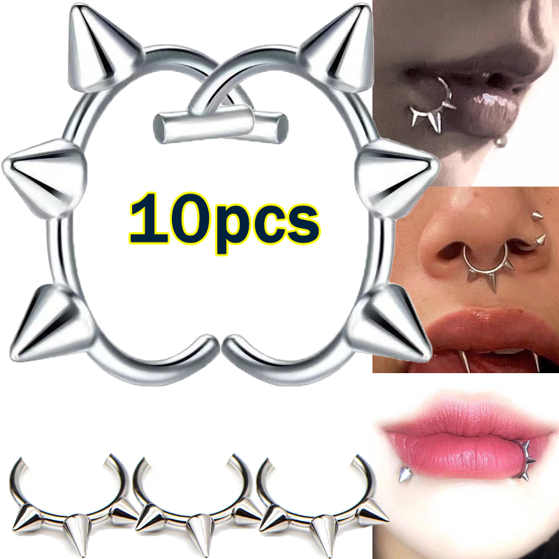 10 個パンクノーズリング 1 つの爪デュアル使用リップリン - Body Jewelry Nose Ring のレビューと価格