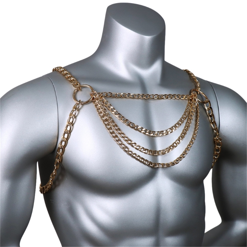 男性のセクシーなメタルボディ胸チェーンジュエリーパンクスタイ - Body Jewelry Harness のレビューと価格