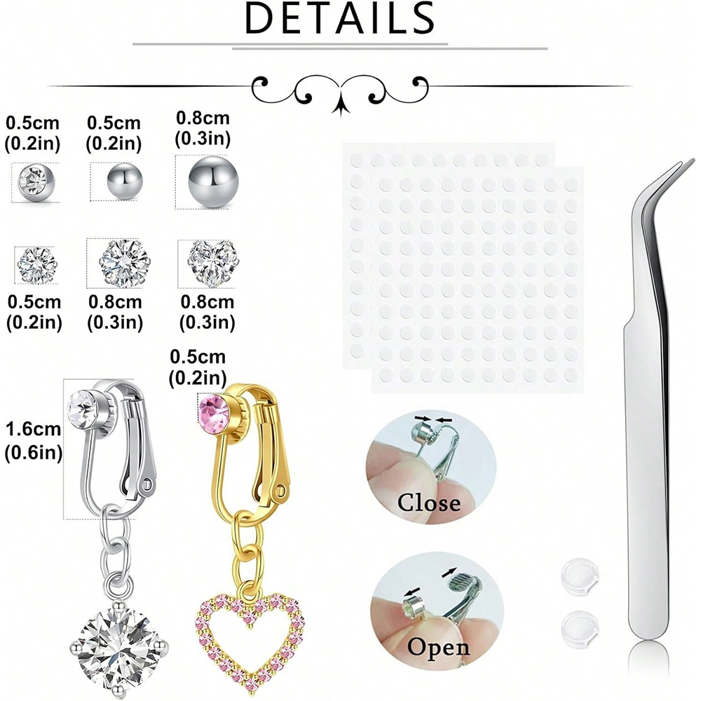 ゴールドフェイクベリーピアス キュービックバタフライ クリッ - Body Jewelry Rings のレビューと価格