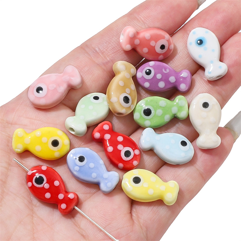 10 個ピンク磁器セラミック魚ルーススペーサービーズ DIY - Body Jewelry Y2K のレビューと価格