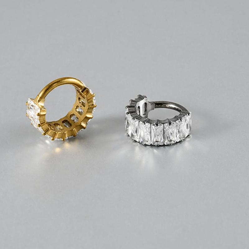 スクエアジルコニア軟骨イヤリングチタン合金鼻セプタムリングア - Body Jewelry For Sensitive Skin のレビューと価格
