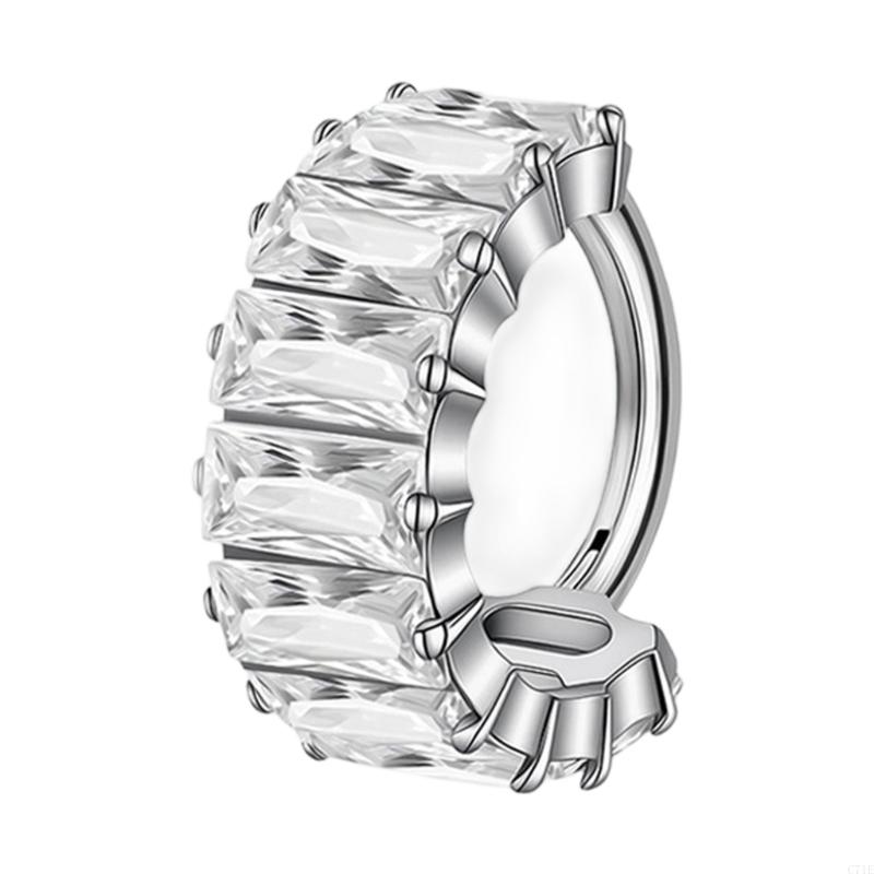 スクエアジルコニア軟骨イヤリングチタン合金鼻セプタムリングア - Body Jewelry For Sensitive Skin のレビューと価格
