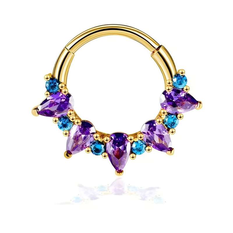 キュービックジルコニア製、紫色のノーズリング。ゴシック風、ス - Body Jewelry Nose Ring のレビューと価格