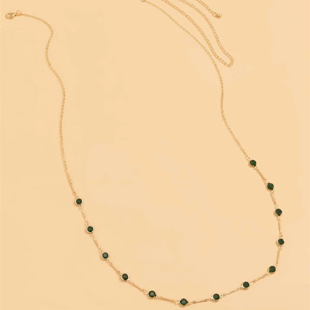 女性のための腹の形をしたチェーン,薄い緑の石のチェーンが付い - Body Jewelry Y2K のレビューと価格