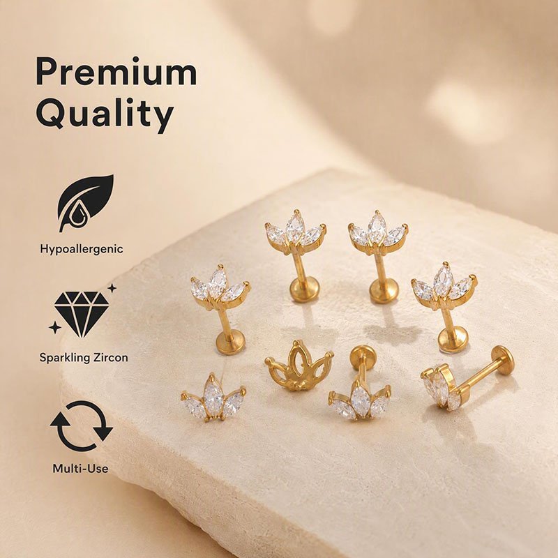 F136チタン合金製、穴あきアイライナー型リップリング、ピア - Body Jewelry For Sensitive Skin のレビューと価格