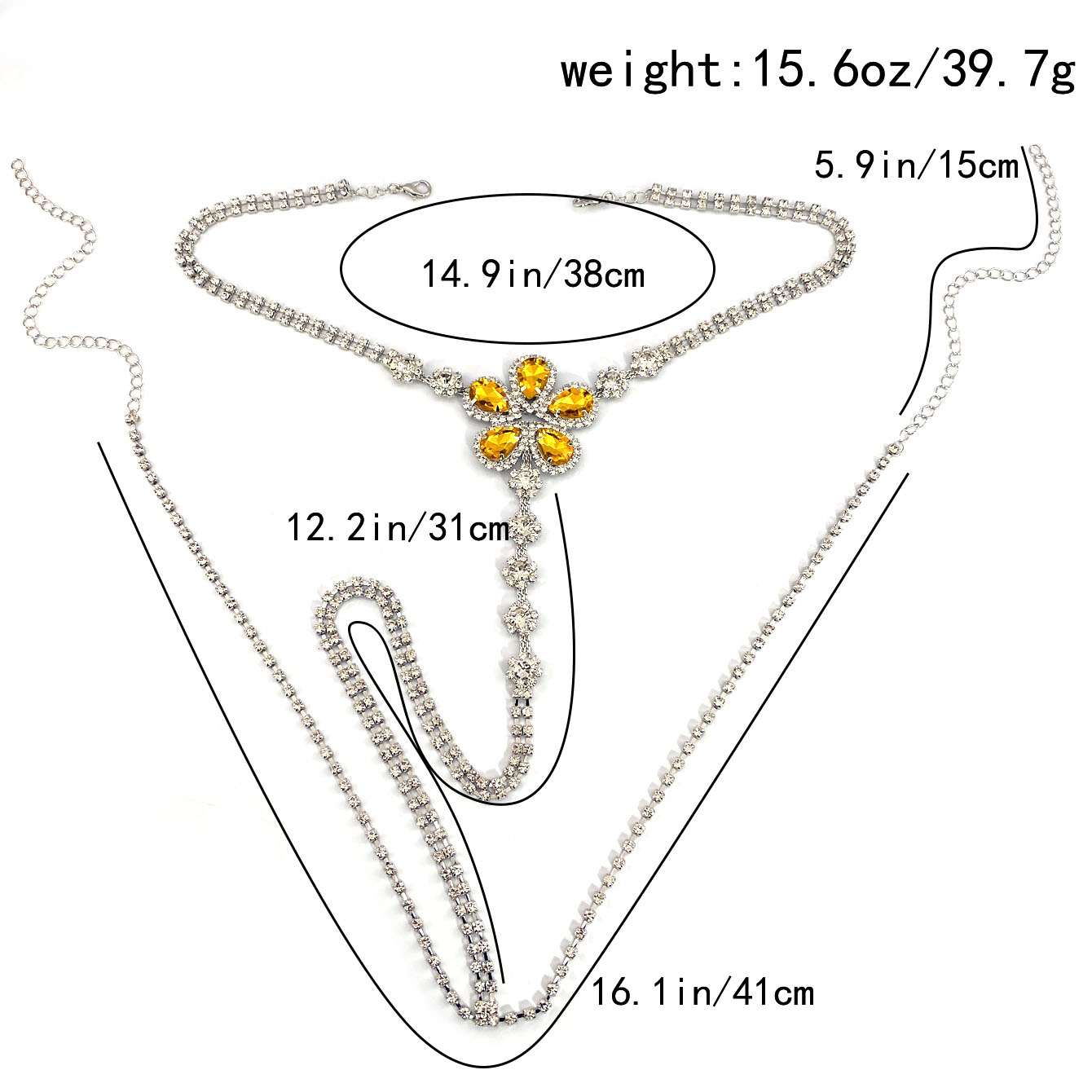 女性のための花の形をしたラインストーンのひも,セクシーなボデ - Body Jewelry Chains のレビューと価格