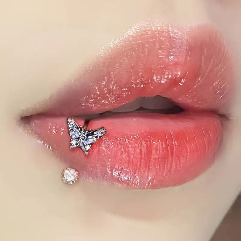 ASTM F136チタン製、蝶の形をしたリップリング、CZ（ - Body Jewelry Nose Ring のレビューと価格