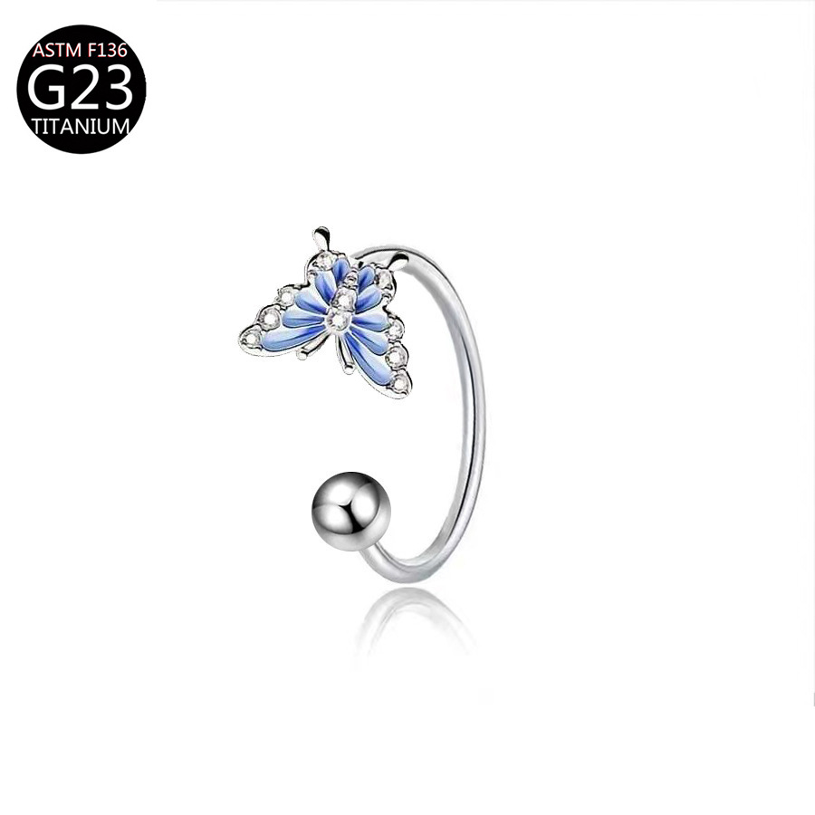 ASTM F136チタン製、蝶の形をしたリップリング、CZ（ - Body Jewelry Nose Ring のレビューと価格