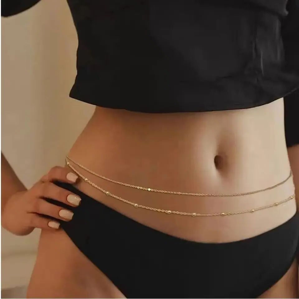 ヒップホップ二層ベリーチェーン女性のための Y2K ゴールド - Body Jewelry Chains のレビューと価格