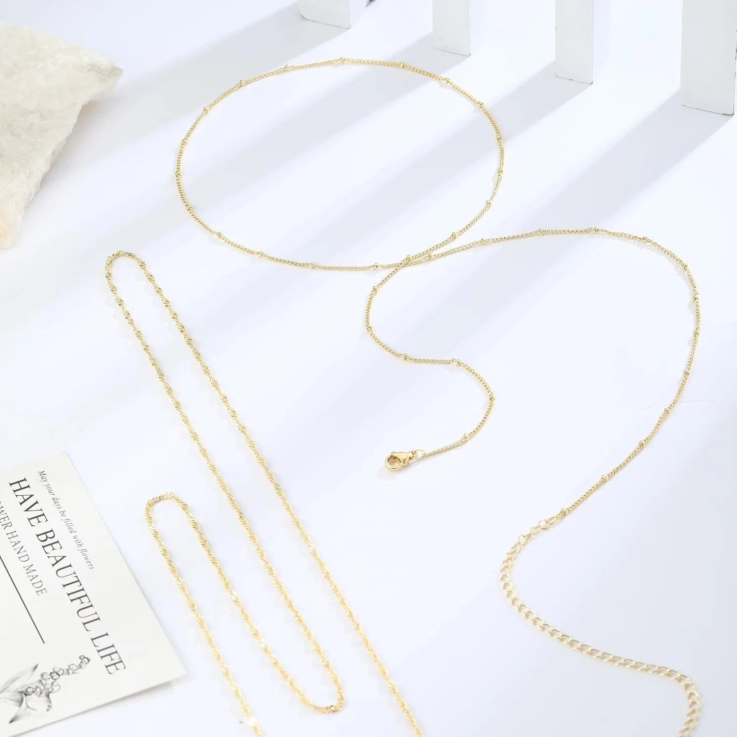 14K金メッキ 26-33インチ 調節可能なウエストビーズチ - Body Jewelry Chains のレビューと価格