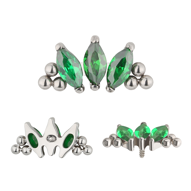 Astm f136-シェル付きチタンピアス,3 cz - Cluster Stud Ear のレビューと価格