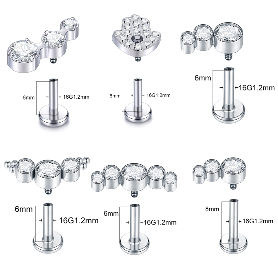 ジェムストーンG23,1ピース,チタンイヤリングバー16g, - Cluster Stud Ear のレビューと価格